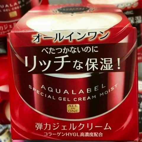 Kem Dưỡng Da Shiseido Aqualabel 90g - Siêu Dưỡng Da Màu Đỏ & Dưỡng Trẻ Hóa Màu Vàng, Hàng Nội Địa Nhật Bản
