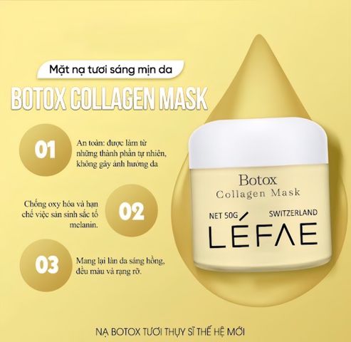 Mặt Nạ Tươi Collagen Thụy Sĩ LÉFAE 50g - Dưỡng Ẩm, Ngăn Lão Hóa Da, Làm Sáng Da, Phục Hồi Da Nhạy Cảm