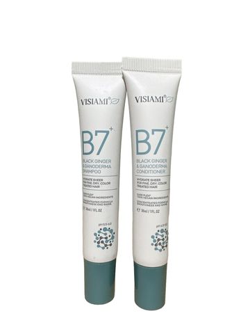 Combo Dầu Gội và Xả B7 Black Visiami 30ml - Phục Hồi Tóc Khỏe Mạnh với Biotin và Bưởi Đỏ Organic