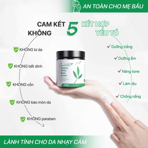 Kem Dưỡng Trắng Body Rau Má GUO – Centella Healthy White Body Cream 50g/250g/500g, Dưỡng Ẩm, Làm Sáng Da, Chống Nắng Nhẹ