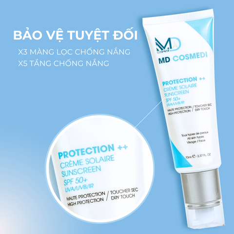 Kem chống nắng MD COSMEDI Nâng Tone và Kiềm Dầu SPF 50+ 70ml - Bảo Vệ Da Chống Tia UVA/UVB, Phù Hợp Mọi Loại Da