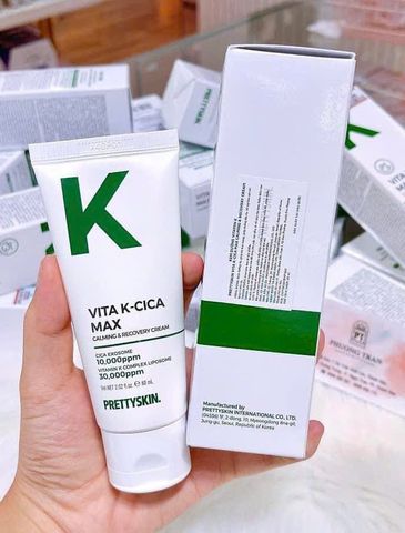 Kem dưỡng ẩm Pretty Skin Vita K-Cica Max 60ml - Làm dịu và phục hồi da nhạy cảm, chống viêm và ngừa mụn