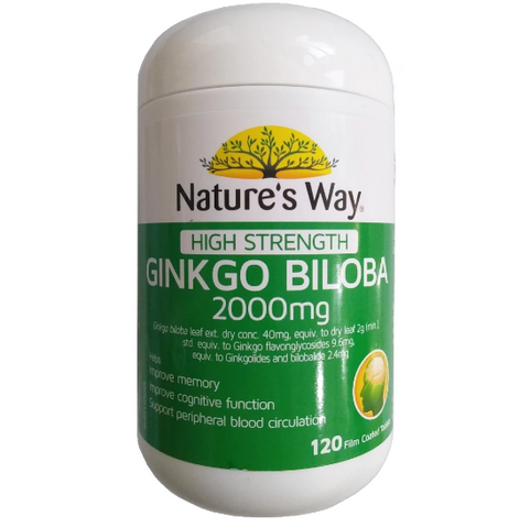 Viên bổ não Nature’s Way Ginkgo Biloba 2000mg - Sản phẩm hỗ trợ trí nhớ, tăng cường tuần hoàn não, 120 viên của Úc