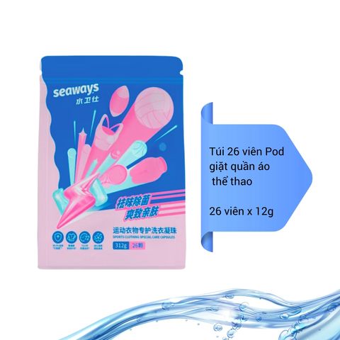 Túi 26 viên Pod giặt quần áo thể thao Seaways 12g
