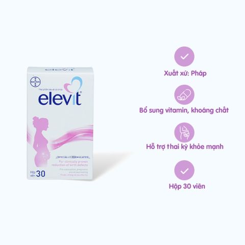 Elevit Vitamin Tổng Hợp Cho Bà Bầu - Hỗ Trợ Sức Khỏe Thai Kỳ, 30 Viên Nhập Khẩu Từ Pháp, Hộp 3 Vỉ X 10 Viên