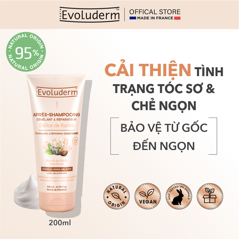 Kem Xả Dưỡng Ẩm Evoluderm - Phục Hồi Tóc Nhuộm, Chiết Xuất Tinh Dầu Argan, Hạnh Nhân, Bơ Hạt Mỡ - Dưỡng Mượt, Bóng Khỏe 200ml