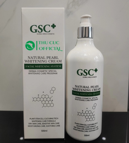 Kem Ủ Trắng Da GSC+ Natural Pearl Whitening Cream 500ml - Dưỡng Trắng Da, Phục Hồi Độ Ẩm, Chống Lão Hoá, Cho Làn Da Sáng Mịn