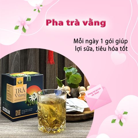 Trà Vằng Túi Lọc 30 Túi x 3g - Hỗ Trợ Lợi Sữa, Tiêu Hóa, Ngủ Ngon, ISO 22000 - Thảo Dược Tự Nhiên Chất Lượng Cao