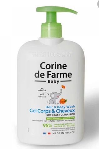 Gel Tắm Gội Cho Bé Corine De Farme 500ml - Sữa Tắm An Toàn, Dành Cho Da Nhạy Cảm, Xuất Xứ Pháp, Chống Dị Ứng