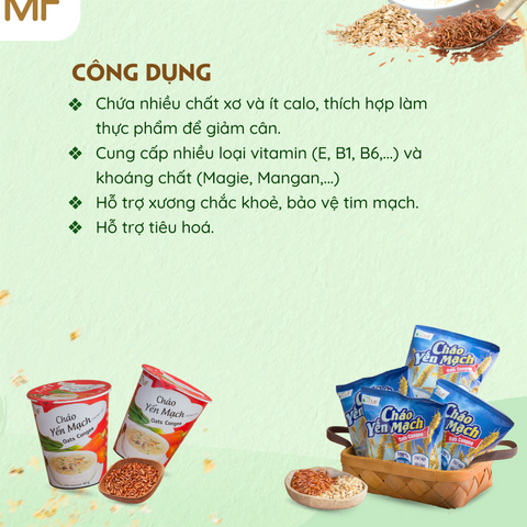 Cháo Yến Mạch Gạo Lứt Giảm Cân Ăn Liền Tâm Minh - Thực Phẩm Dinh Dưỡng Tiện Lợi Chay Mặn, Chỉ 3 Phút Nấu Nóng Hổi