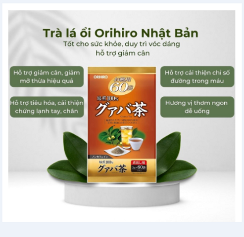 Trà Giảm Cân Tinh Chất Lá Ổi Orihiro 60 Gói - Hỗ Trợ Giảm Cân Hiệu Quả, Hương Vị Thơm Ngon, An Toàn Cho Sức Khỏe