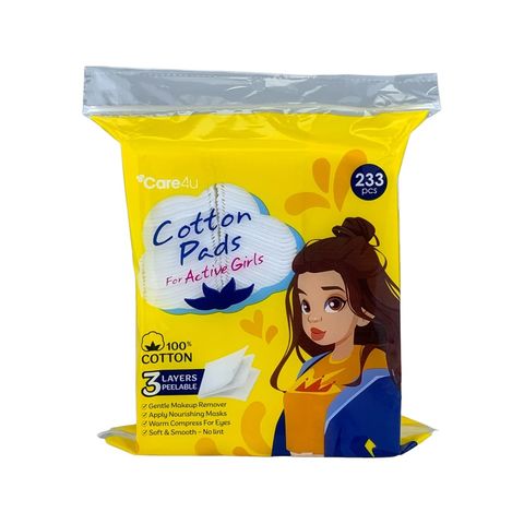 Bông tẩy trang 3 lớp Care4U 233 miếng - Chăm sóc da nhạy cảm, cotton tự nhiên, thiết kế trẻ trung, đa chức năng, dễ sử dụng