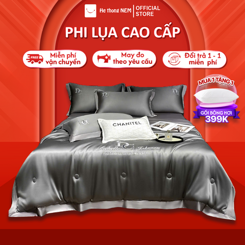 Bộ Ga Giường 5 Món Hệ Thống Nệm Set Chăn Ga Gối Đệm Lụa Thái Trải Giường Chăn Trần Bồng Trải Giường 5 Món Sang Trọng