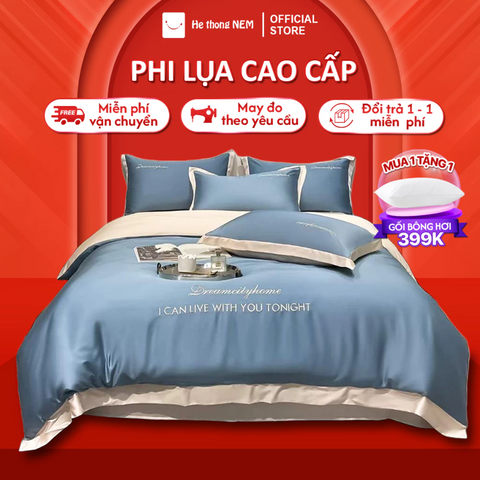 Bộ chăn ga gối 5 món lụa Thái cao cấp - Sang trọng, mềm mại, thoáng mát, drap nệm lụa, vỏ gối lụa, giao hàng nhanh toàn quốc.