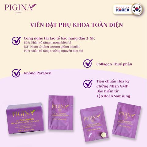 Viên Đặt Phụ Khoa Pigina Premium - Giải Pháp Vệ Sinh Vùng Kín, Cân Bằng pH và Khử Mùi Hiệu Quả, Hộp 18 Viên 500mg