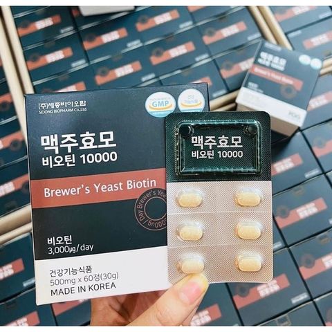 Viên uống Biotin Men Bia Hỗ Trợ Mọc Tóc - Tăng Cường Sức Khỏe Tóc Dày Mượt 60 Viên - Sản Phẩm Dinh Dưỡng Tự Nhiên