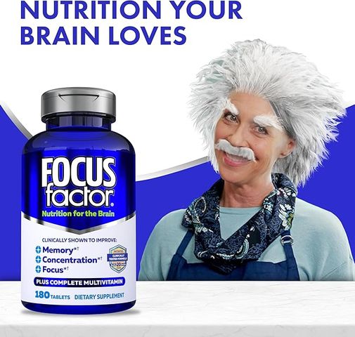 Viên uống bổ não Focus Factor 180 viên Mỹ - Tăng cường trí nhớ, giảm stress, cải thiện chức năng hệ thần kinh bằng vitamin và omega 3.