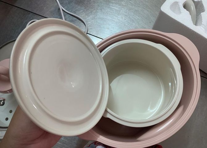 Phụ Kiện Thố Sứ Bear 1.6L và Nắp Sứ 0.5L - Dụng Cụ Nấu Cháo Cho Bé An Toàn và Tiện Lợi