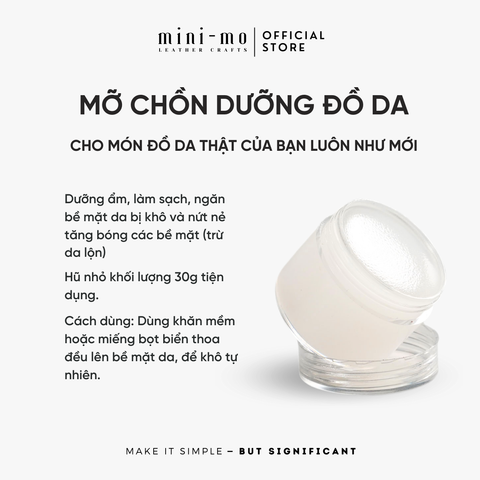 Kem Mỡ Chồn MINK OIL 30g - Sản Phẩm Bảo Dưỡng Đồ Da Thật, Làm Bóng và Phục Hồi Làm Mới Da, Tiện Dụng Cho Túi, Ví, Giày