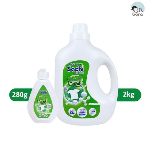 Nước Giặt Xả Cho Bé Sachi Organic 280g - Giặt Sạch & Xả Mềm Cho Trẻ Em, Hương Cỏ Ngọt & Hoa Hồng An Toàn, Tự Nhiên