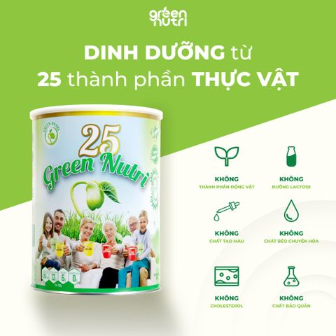 Combo 2 Lon Sữa Hạt Ngũ Cốc 25 Green Nutri Nhập Khẩu 750gr - Thuần Chay Tốt Cho Sức Khỏe, Hỗ Trợ Tiêu Hóa và Làm Đẹp Da