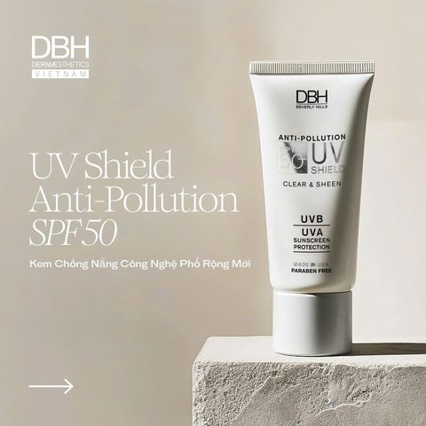 Kem Chống Nắng DBH Anti-Pollution UV Shield SPF50 - Bảo vệ da toàn diện 60ml, Thẩm thấu nhanh, chứa vitamin E và Hyaluronic Acid