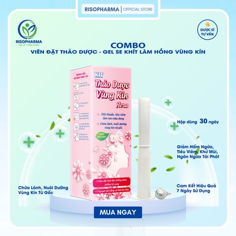 Viên Đặt Thảo Dược COMBO - Gel Se Khít, Làm Hồng Vùng Kín Hera - Xóa Tan Nấm Ngứa, Tiêu Viêm, Khử Mùi, Ngừa Tái Phát