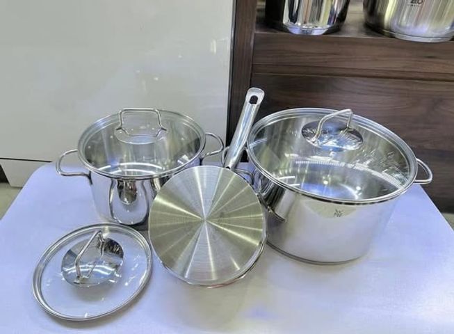 Bộ Nồi Inox WMF Astoria 3 Món - Chất Liệu Thép Không Gỉ Cromargan, Phù Hợp Với Mọi Loại Bếp, Bảo Hành 12 Tháng
