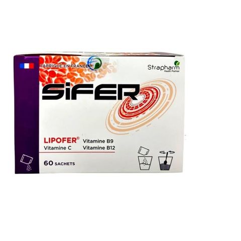 Sắt Sifer Bổ Sung Sắt Sinh Học - Hỗ Trợ Cải Thiện Thiếu Máu, Sắt Lipofer® Kết Hợp Vitamin C & B12, Hộp 60 Gói