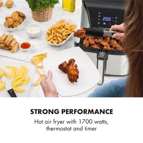 Nồi Chiên Không Dầu Klarstein Aero Vital Deluxe 5.4L - Công Suất 1700W, Tiết Kiệm Dầu Mỡ, Màn Hình Cảm Ứng LCD