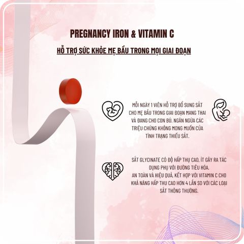 Sắt Bầu Perdays - Bổ Sung Sắt & Vitamin C Tăng Cường Tạo Máu Cho Mẹ Bầu - Hỗ Trợ Giảm Thiếu Máu - Lọ 30 Viên