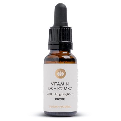 Vitamin D3K2 MK7 Liquid Drops 20ml - Sunday Natural - Hỗ Trợ Tăng Chiều Cao & Duy Trì Sức Khỏe Cho Trẻ Em Từ Đức