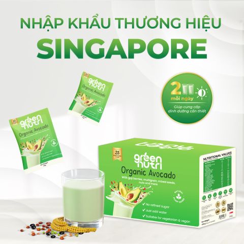 Sữa Hạt Ngũ Cốc Organic Avocado Green Nutri - BCAAs Duy Trì Sức Khỏe Khối Cơ [Hộp 300g] - Thực Phẩm Thuần Chay, Nguyên Liệu Tự Nhiên
