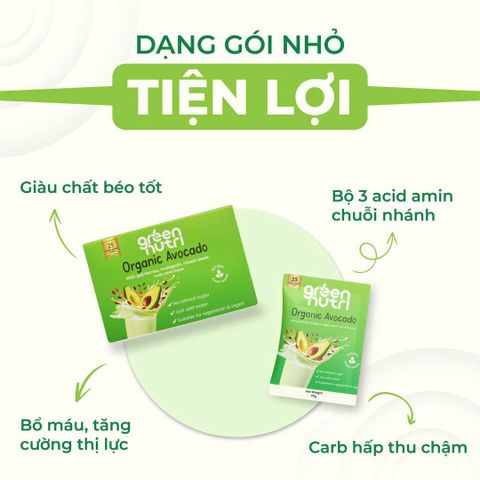 Sữa Hạt Ngũ Cốc Vị Bơ Organic Avocado - BCAAs Hỗ Trợ Khối Cơ Dạng Hộp 300Gr (Gồm 12 Gói) - Thức Uống Lành Mạnh