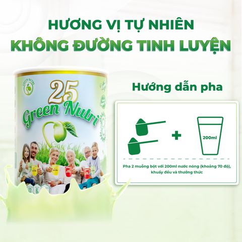 Sữa Hạt Ngũ Cốc 25 Green Nutri Có Chứa Tảo Xoắn Spirulina - Thức Uống Lành Mạnh, Giàu Dinh Dưỡng, Dạng Lon 750g