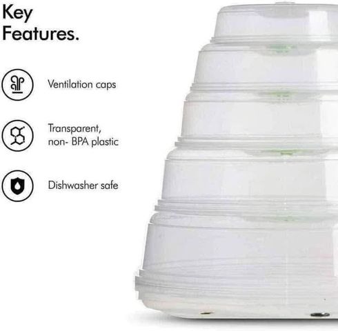 Bộ 5 Nắp Đậy Lò Vi Sóng Vonshef - Nhựa Cao Cấp An Toàn, Thiết Kế Gọn Nhẹ, Đầy Đủ Kích Thước Từ 11.5cm Đến 22.5cm