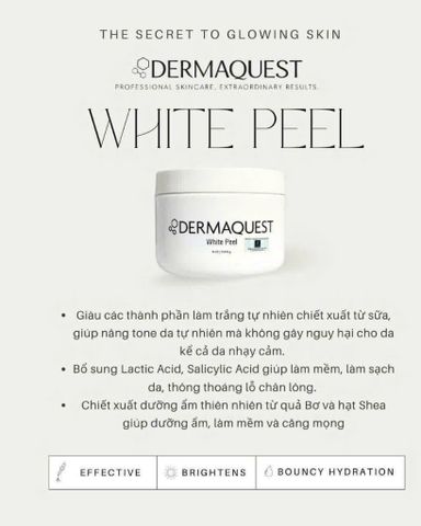 Mặt Nạ Làm Trắng Da Tự Nhiên Dermaquest White Peel 226.8g - Dưỡng Sáng và Mịn Màng Da, Giải Pháp Hoàn Hảo Cho Làn Da Rạng Rỡ