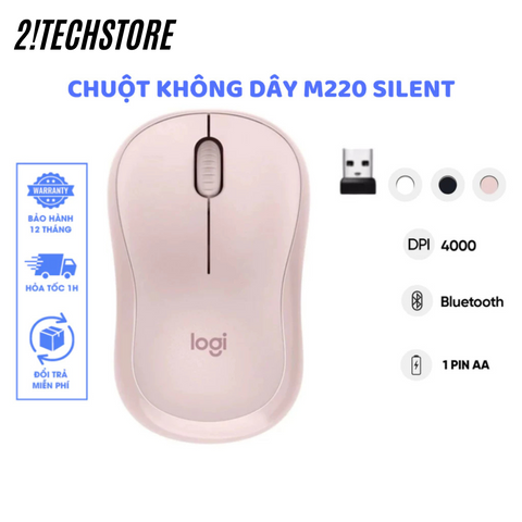 Chuột Không Dây Logitech M220 Silent - Chuột Văn Phòng Yên Tĩnh, Kết Nối 2.4GHz, Thiết Kế Nhỏ Gọn, Thời Gian Sử Dụng 18 Tháng