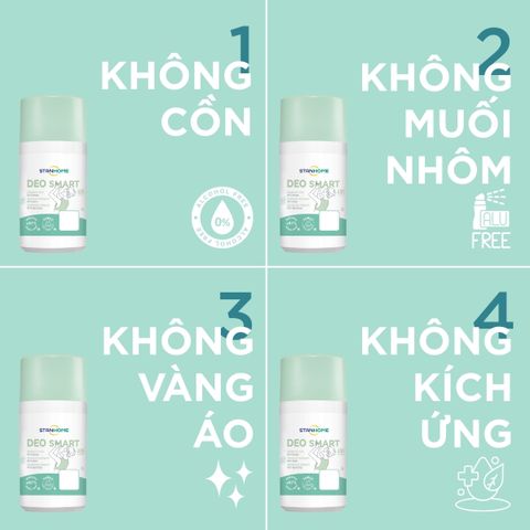 Lăn Khử Mùi Dịu Nhẹ Stanhome Deo Smart 50ml - Khử Mùi Tự Nhiên Cho Trẻ Dậy Thì, Không Cồn, Hương Thơm Duy Trì Suốt 48 Giờ