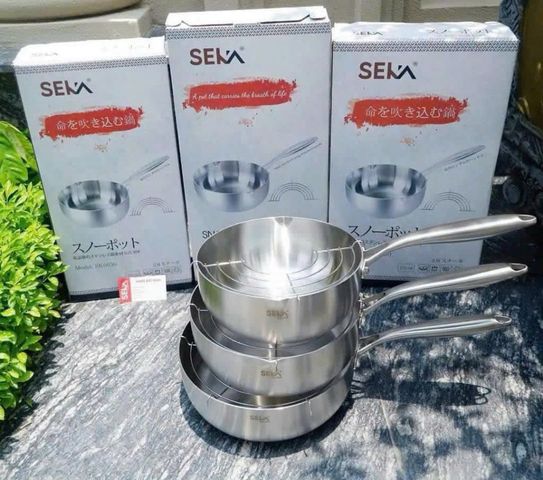 Chảo Chống Dính Sâu Lòng Seka Inox Nguyên Khối, Dùng Mọi Loại Bếp + Vỉ Gác Dầu - Tiện Ích Cho Bếp Gia Đình