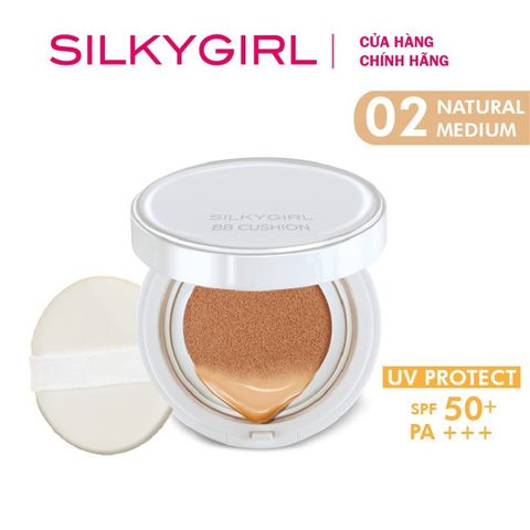 Phấn Nước Silkygirl Magic BB Cushion Tông Tự Nhiên SPF50/PA+++ - Trang Điểm Mịn Màng, Che Phủ Khuyết Điểm 12 Giờ, Dưỡng Ẩm Da