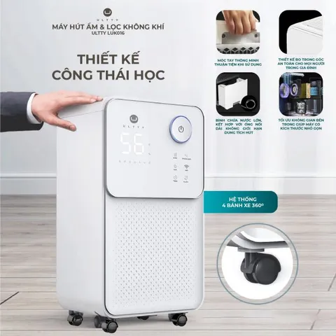Máy Hút Ẩm và Lọc Không Khí Ultty LUK016 - Công Nghệ Nén Khí Hiện Đại, Hiệu Suất 16-20L/ngày, Thiết Kế Thông Minh, Điều Khiển Bằng App