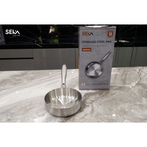 Chảo Cạn Lòng Inox SEKA 26Cm SK6030 - 5 Lớp Nguyên Khối, Chống Dính Tự Nhiên, An Toàn Mọi Loại Bếp