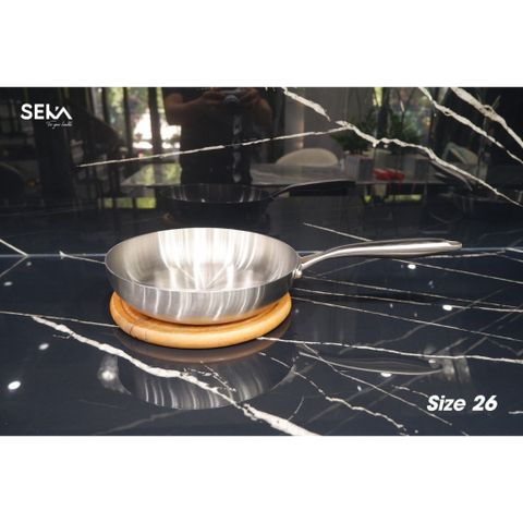 Chảo Cạn Lòng Inox SEKA 26Cm SK6030 - 5 Lớp Nguyên Khối, Chống Dính Tự Nhiên, An Toàn Mọi Loại Bếp