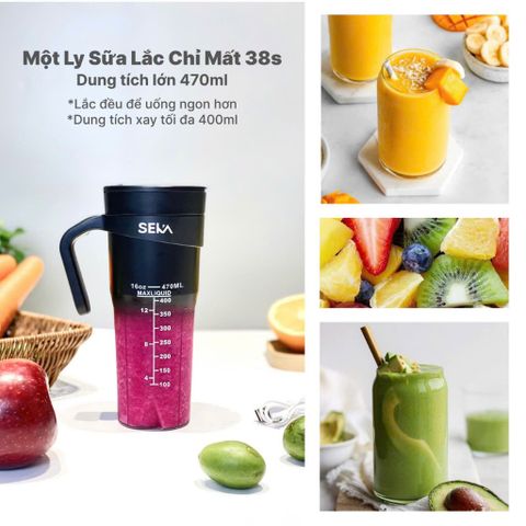 Máy Xay Sinh Tố Cầm Tay Seka NT889 - Công Suất 150W, Dung Tích 470ml, Thiết Kế Tiện Dụng, An Toàn, Phù Hợp Cho Công Sở, Du Lịch