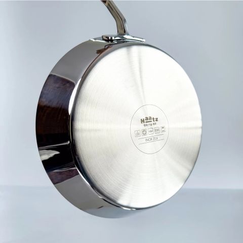 Chảo Cạn Inox 316 Haatz Cao Cấp 3 Lớp, Phù Hợp Mọi Loại Bếp, Đường Kính 20-26cm, Bảo Hành 5 Năm, An Toàn và Bền Bỉ