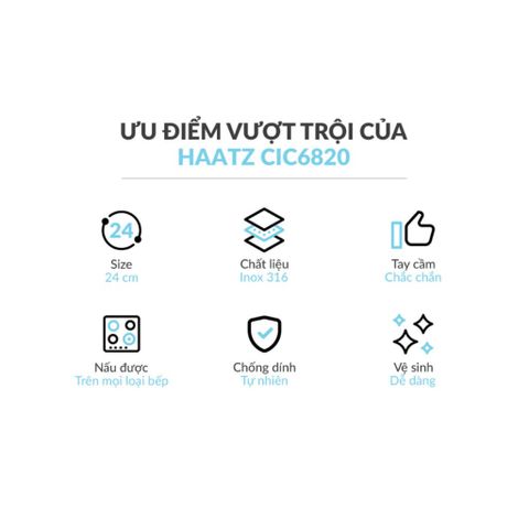Chảo Cạn Inox 316 Cao Cấp Haatz 3 Lớp Liên Khối - Bảo Hành 5 Năm, Đa Năng Sử Dụng Cho Tất Cả Các Loại Bếp