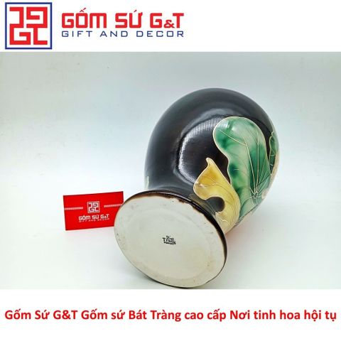 Lọ Hoa Sen Đài Vẽ Vàng Kim Gốm Sứ - Vật Phẩm Phong Thủy Sang Trọng, Quà Tặng Độc Đáo cho Nhà Cửa