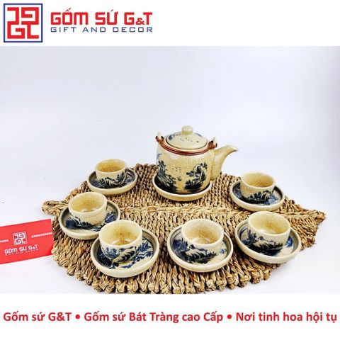 Bộ Trà Men Rạn Dáng Vại Sơn Thủy - Gốm Sứ G&T Sang Trọng Cho Trải Nghiệm Thưởng Trà Tối Ưu