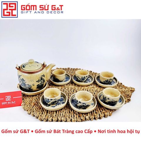 Bộ Trà Men Rạn Dáng Vại Sơn Thủy - Gốm Sứ G&T Sang Trọng Cho Trải Nghiệm Thưởng Trà Tối Ưu